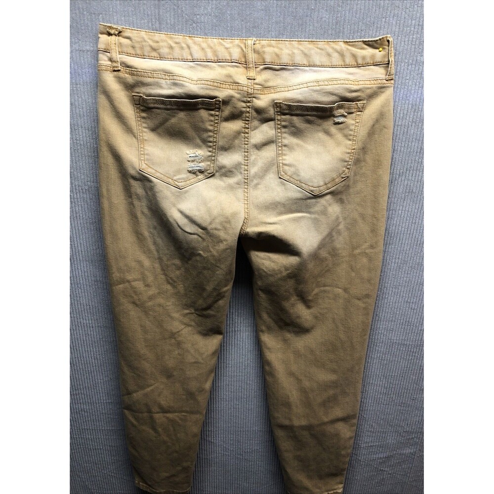 Celebrity Pink Skinny Jeans Size 15/32 Yellow Tan Factory Destroyed - Picture 15 of 16